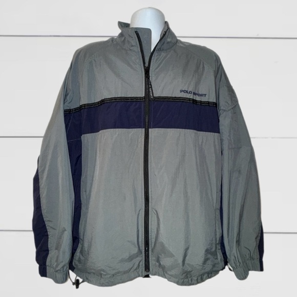 Vintage Polo Sport Ralph Lauren Navy/Gray Windbreaker Jacket - Men's Size Large - Picture 3 of 14